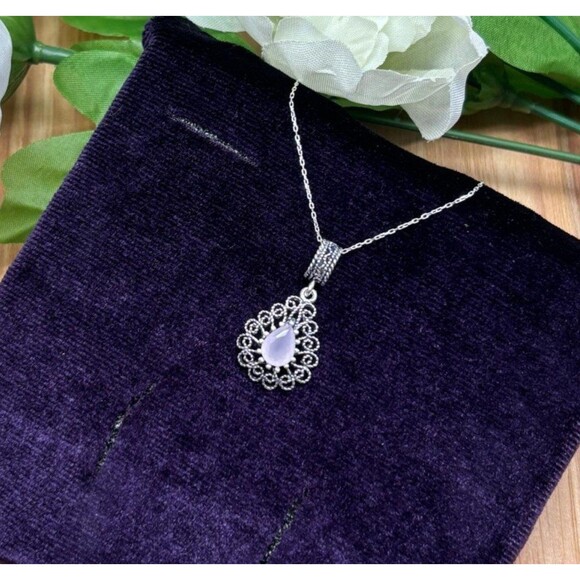 Hand Crafted Jewelry - 925 Sterling Silver Turkish Filigree Necklace for Women, NEW,HandmadeGift